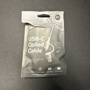 New Bytech 4 Foot USB-C Coiled Cable